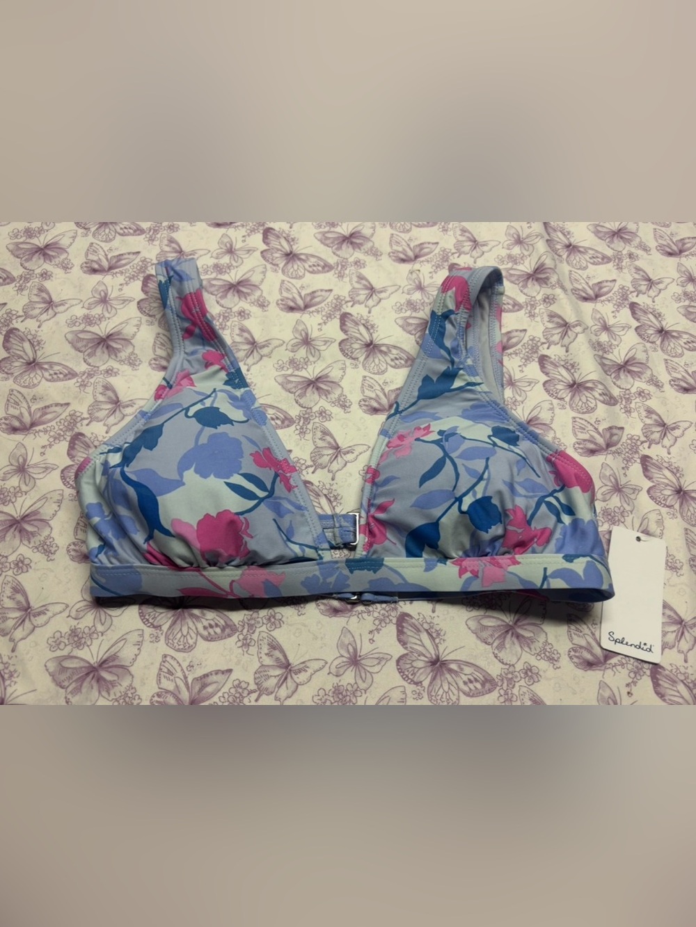 ✴️NWT Splendid Light Blue and Pink Floral Bikini Top